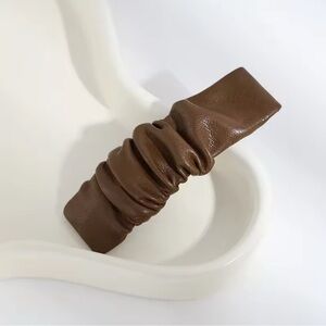 New! Brown Leather Scrunchie Handmade Hair Clip Accessory